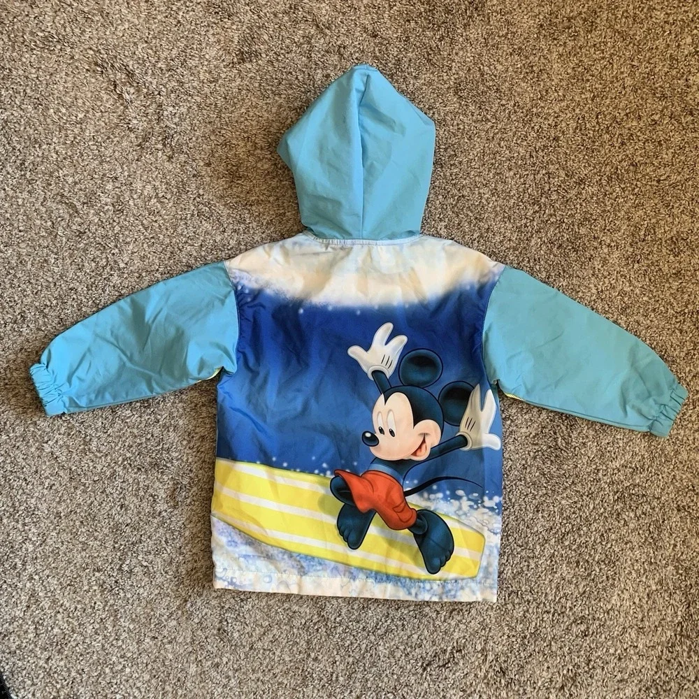 Disney Mickey Mouse Jacket Boy's Size XXS Windbreaker Full Zip Hood Lightweight - Picture 3 of 10